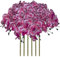 FagusHome 6 Stück Künstliche Phalaenopsis Blumen Weiß 80cm Künstliche Orchideenblumen Stammpflanzen für Wohnkultur (Rosa Piebald)