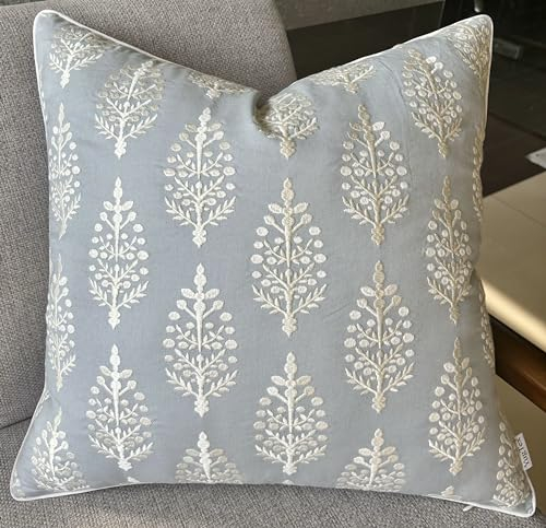 YugTex Chandni Paiseley Kissenbezug, bestickt, dekorativ, quadratisch, für Sofa, Stuhl, Couch, Schlafzimmer, Wohnzimmer, Bauernhaus, Heimdekoration, 45,7 x 45,7 cm, Rotkehlchen-Ei