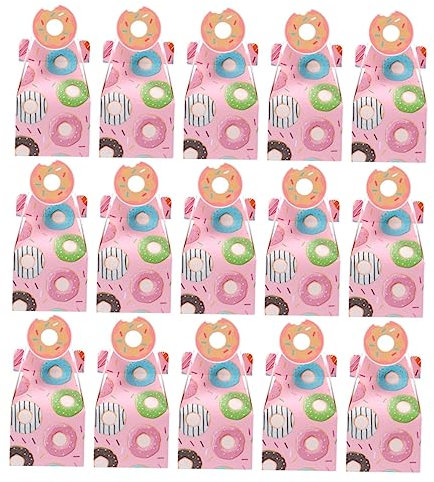 SOLUSTRE 1satz Papierboxen Mit Schönem Donut-druck Praktische Aufbewahrung Für Hochzeiten Partys Und Feste Für Kleine Kuchen Süßigkeiten Und Rosa