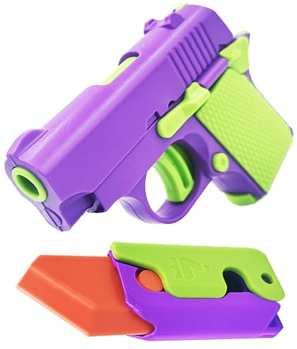 YAGE Fidget Gun Toy Age 3+,Sensory Toy Fidget Slider Pistol Shape Non-Firing,Relief Reducing Plastic Carrot Knife Toy,Party Bag Fillers Fidget Toy Set Anxiety Relief Boys Girls Kids Adult Gift
