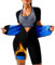 Mulnall Tuta da sauna da donna per perdere peso, 4 in 1, dimagrante, modellante per tutto il corpo, tuta da allenamento con pantaloncini, Fodera blu, XXL