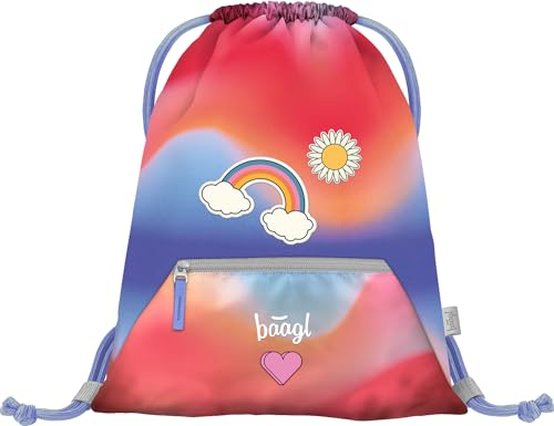 Baagl Turnbeutel für Mädchen und Damen - Schuhbeutel, Schule und Kindergarten Sportbeutel, Sportrucksack (Hippie)
