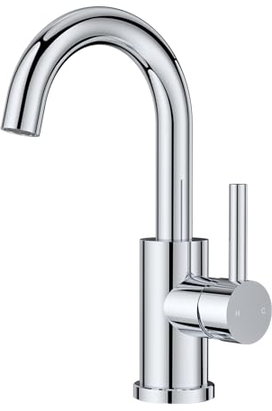 FORIOUS Wasserhahn Bad Hoch 360° Drehbar, Edelstahl Waschtischarmatur Hoch mit Warm/Kaltwasser Mischbatterie Einfache Montage für Badezimmer/küche Waschbecken Kleine Wohnmobil