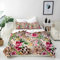 ANHOPE Leopard Geparden Blume Bettwäsche Set 3 Teilig Weich Bettbezug 240x220 cm & 2 Kissenbezug 80x80 cm Microfaser Bettbezüge Set mit Reißverschluss Ganzjahres Bettdeckenbezug Set