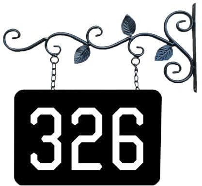 Panneaux D'adresse Personnalisés Pour Maison, Plaques D'adresse De Maison, Panneau D'adresse En Métal, Crochets Extérieurs Avec Panneau, Panneaux Suspendus Double Face Avec Support Mural