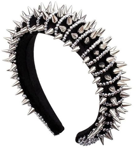Ro Rox Gothic Spike Nieten-Stirnband, silberne Nieten, Goth-Mode-Haar-Accessoire