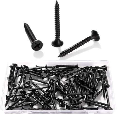 VooGenzek 80 Pièces M3.5 * 35 mm Vis à Bois À Filetage Épais, Vis Cruciformes, Vis Autotaraudeuses, pour Cloisons SèChes, Meubles En Bois, Noir