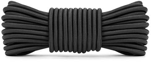 Abma Cord Cuerda Elástica 5mm 10M Cuerda de Lona Cuerda de Goma Cuerda Tensora Cuerda Expansora - Negro
