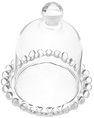 CIYODO Dessertteller aus Glas mit Griff, Transparent, 1 Satz, 69 Zeichen | Wärmespeichernd, Schützt vor Staub und Insekten, Hält Speisen Frisch, Dekoratives Design