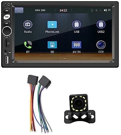 Youdefa Doble DIN Car Stereo, CarPlay Android Auto 7 Pulgada Pantalla TáCtil Radio Car Multimedia Player Mirror Link Bluetooth AUX Camera