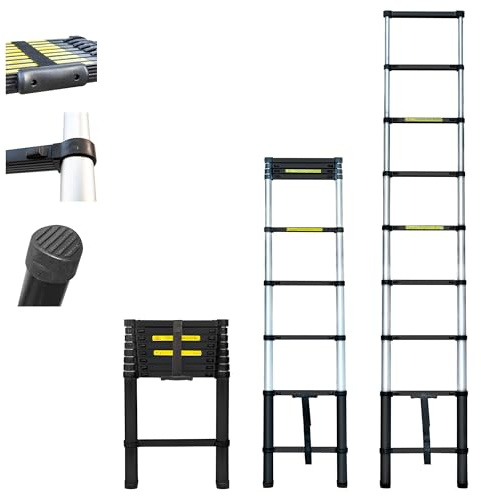 HOSTRÖM Telescoo9 Telescopic Ladder, Aluminium, Foldable, Extendable, Maximum Working Height 3,50 m, Standart EN131, 5 Year Warranty.