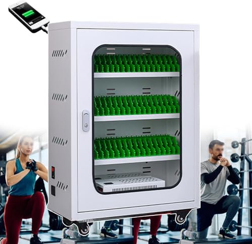 Mobile Phone Charging Cabinet with Safety Lock Cellphone Locker, Portable Mobile Phone Storage Box Rechargeable with Multi-Port Charger Cabinet for Classroom Meeting Rooms,60slots