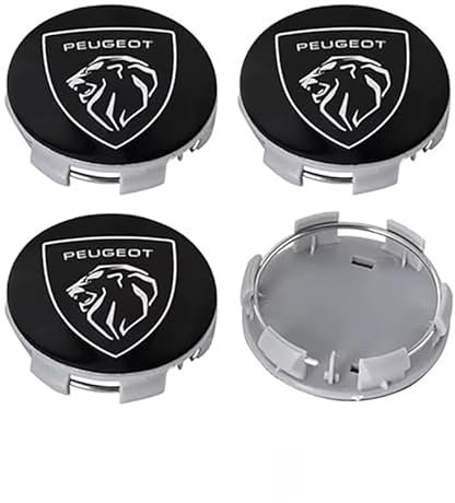 XWSBUDE 4 Stück Auto Radnabenkappen, für Peugeot 108 206 207 208 307 308 508 3008 60MM Dauerhaft Kratzfest Radnabenabdeckung Wasserdicht Staubdicht Reifen Felgen Zubehör,D