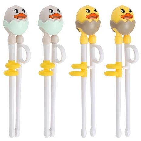 Palillos de Entrenamiento para Niños, Xiuyer 4 Pares de Palillos de Entrenamiento para Principiantes para Niños Bebé Principiante Adulto, Palillos de Entrenamiento para Niños(Pato)