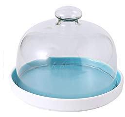 KHYTEBV Runder Brotteller mit transparentem Deckel, feines Gebäckdisplay, Tortenständer aus Keramik für Hochzeiten, Party-Käseplatte, leicht zu reinigen