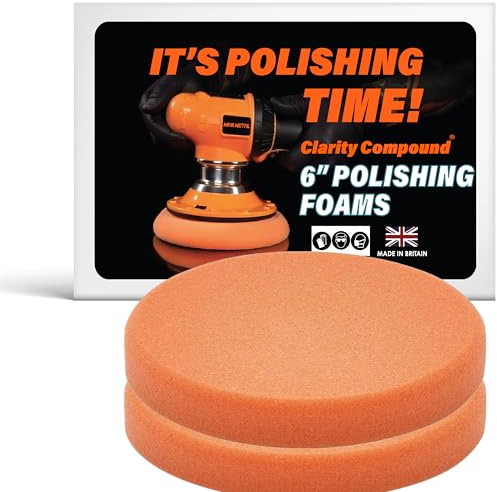 MINK METAL Clarity Compound Orange Polishing & Compounding Foam Pads, 150mm Hook & Loop for Aggressive Cutting & Flatting (2-Pack).