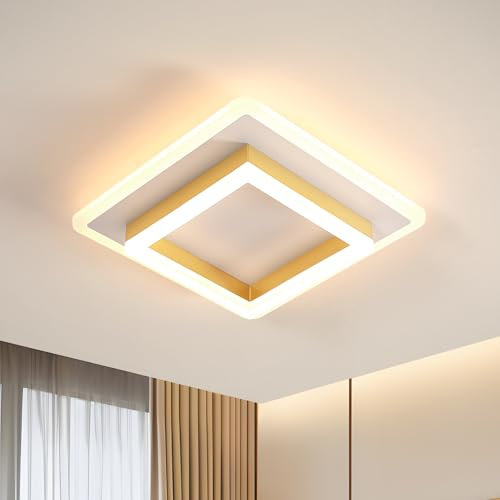 DELIPOP Modern LED Deckenleuchte, 30W 3375LM Gold Deckenlampe 3000K Warmweiß, Acryl Deckenlampen Deckenbeleuchtung für Wohnzimmer Schlafzimmer Flur Küche Balkon