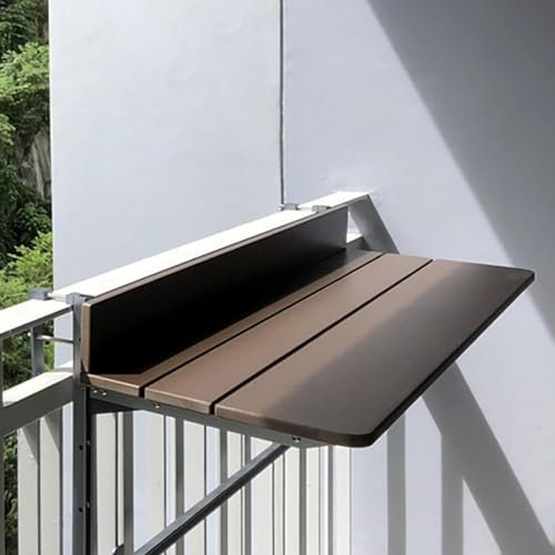 Höhenverstellbarer Klapptisch für den Außenbereich, Balkon, klappbarer Beistelltisch mit hängendem Geländer (120 x 37 cm)
