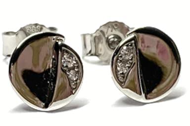 Ohrstecker 333/- Weißgold Zirkonia Glanz rund Ohrring 7mm