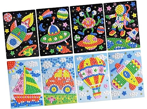 Yardwe 8stücke Diy Diamant Aufkleber Kit Zum Basteln Stickerbild Mit Astronaut Raumschiff Ufo Boot Auto Ballon Und Flugzeug Für Junge Mädchen