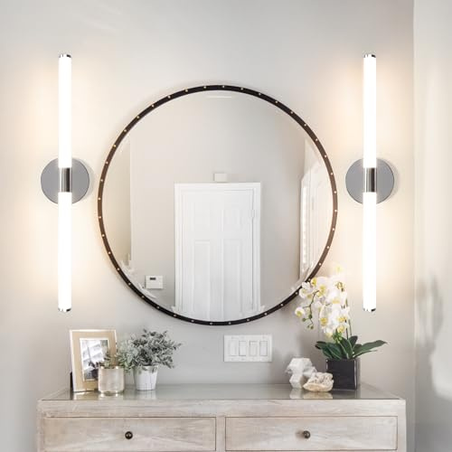 Laittiin LED Spiegelleuchte Bad Wandlampe 2ER 60CM Spiegellampe | Badezimmer 8W Spiegelschrank Beleuchtung 4000K Wandleuchte über Spiegel IP44 Neutralweiß badspiegel beleuchtung Badschrank