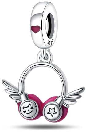 Romantische Kopfhörer String Bead Charm, Charme für Armband, Kompatibel mit Pandora Armband Halskette