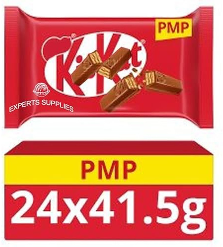 Chocolate bundle NewKit Kat 4 Finger Milk Chocolate Biscuit Bar 41.5g Multipack Pack of 24 | Delicious Milk Chocolate Treats | Perfect Snack Size