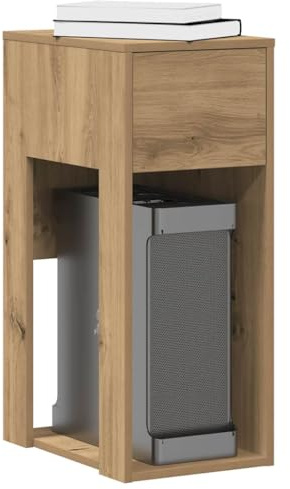 KTHLBRH Computerturm mit Schublade, Eiche, handgefertigt, PC-Turm, stabiler Schrank für Computerschrank, 30 x 44 x 74 cm