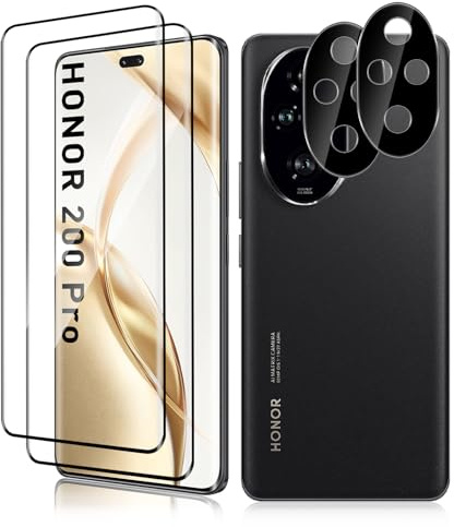 Vanrain Verre Trempé pour Honor 200 Pro 5G, 2+2 Pièces Protection écran et Caméra Arrière Protecteur, 9H Dureté Film Protection Écran Haute Définition Résistant aux Rayures