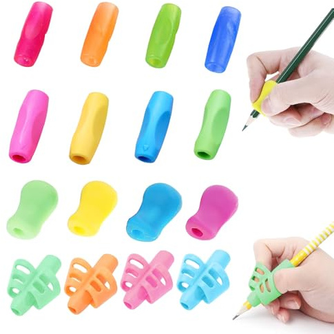 BOZILY 16 Pcs Pen & Pencil Grips, Soft Silicone Handgrip for Kids & Students