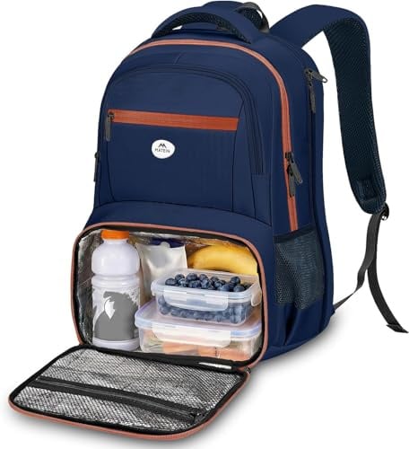 MATEIN Laptop Rucksack Damen mit Kühlfach, Arbeitrucksack Damen Groß | Schulrucksack Teenager Anti Diebstahl, Rucksack Damen TSA, Laptoprucksack für Schule, Büro, Alltag, Blau Orange