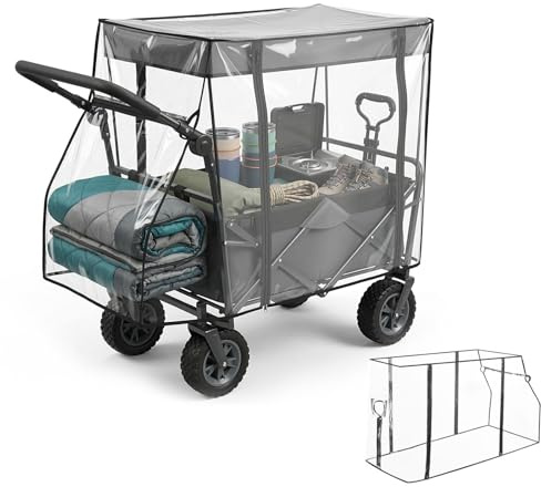 Yuragim Universal Bollerwagen Regenschutz, 115 X 51 X 75 cm Regenverdeck Regenabdeckung mit Reißverschluss, Transparent Faltbare Regenschutzhülle Bollerwagen Zubehör für Handwagen und Campingwagen