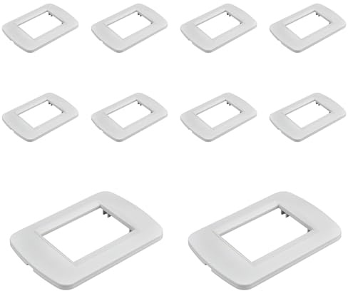 10 Pezzi Placca Plastica Ovale, 3 Moduli Posti Per Scatola 503, Compatibile Con Bticino Living Light, Colore Bianco Completo, Serie MBL