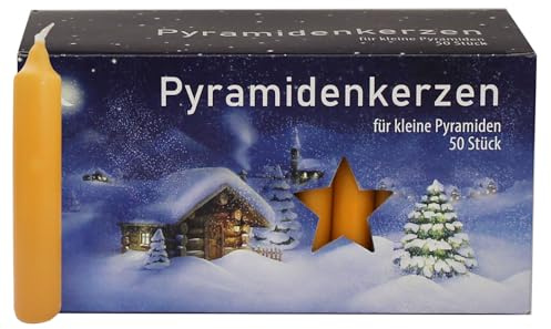 16er Pack Pyramidenkerzen klein, Natur ca. 14 x 74 mm (16 x 50 Stück), Weihnachtskerzen, Adventskerzen, Christbaumkerzen, Baumkerzen, Kerzen