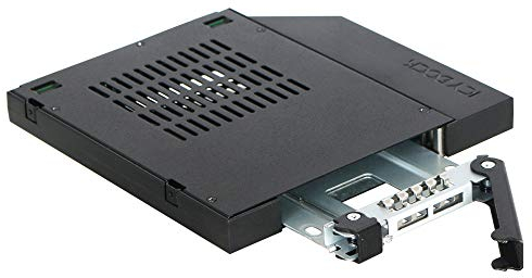 Icy Dock Caddy Adaptateur pour Disque Dur avec Rack Mobile, boîtier de Rack pour SSD/HDD 2,5 Hot-Swap SATA pour Baie Lecteur Optique Slim CD/DVD-ROM 12.7mm - ToughArmor MB411SPO-1B