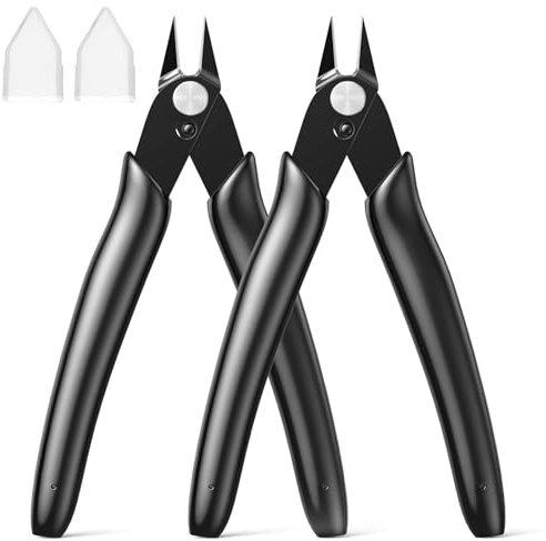 BOENFU Lot de 2 pinces coupantes de fil de précision pour impression 3D, modèles en plastique, bijoux, électroniques, noir
