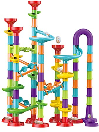 Murmelbahn-Set 113-teiliges BAU- und Konstruktions-STEM-Spielzeug-Set Superspaß für Kinder im von 3–8 Jahren, solide Marmor-Rennstrecke, einfach zu montierendes Lern- und Lernblockspiel
