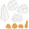 Satz von 4 Blätter Ausstechformen (Designs: Devils Ivy, Farnblatt, Japanese Aralia, Monstera Blatt), 4 Tiel