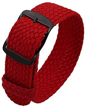 THTHT Unisex Perlon Nylon Armband Mit Edelstahl Schwarz Schnalle Armband 20Cm,Rot