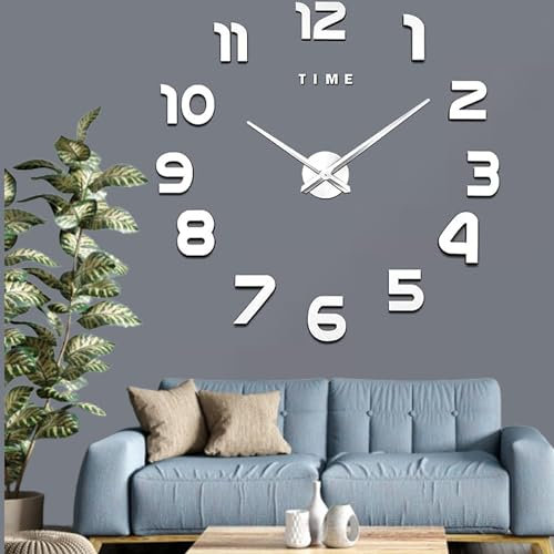 Coraltree 3D Wanduhr DIY Wanduhren Dekoration Uhren für Büro Wohnzimmer Schlafzimmer Uhr Geschenk Home Dekoartikel (Silver)