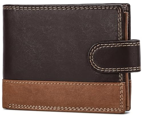 WEDMAY Mens Leather Wallet Genuine Leather, RFID Blocking Bifold Wallet for Men with Coin Pocket, Credit Card Holder & ID Window, Slim Mens Wallet with Gift Box, Coffee/Brown