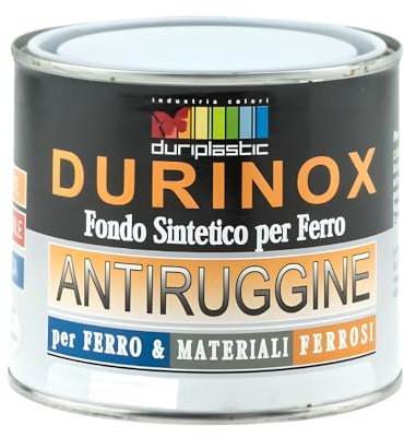 Durilux Antiruggine Sintetico per Ferro, 0,5L e 2,5L, Fondo Protettivo, Opaco, Grigio Perla/Bianco, Base Alchidica, Made in Italy, per Superfici Ferrose (Bianco, 2,5 Litri)