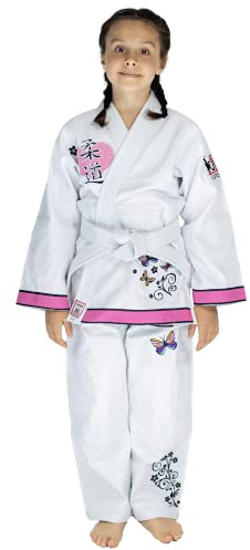 Uone | Traje Judo | 350gsm para niña (blanco, 110)