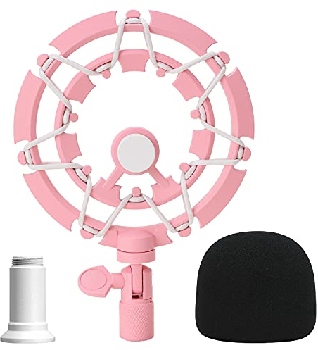 Seiren Mini-Mikrofon-Stoßdämpferhalterung – Pinke Stoßdämpfung und Pop-Filter, kompatibel mit Razer Seiren Mini-Mikrofon, Mikrofon, Anti-Vibration, Lärm, passender Galgenarm von Youshares