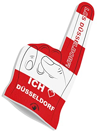 HIGH FIVE FINGERS Düsseldorf Fahne My City Flagge Schaumstoff Hand für Fussball, Handball, Leichtathletik | Fanartikel für Spiele, Stadion und Events | One Size | 40 x 20 x 2,5 cm