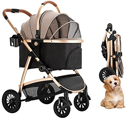 GXDSSH Kinderwagen for Mittelgroße Große Hunde, 3 In 1 Hundewagen, Abnehmbare Katzenwagen, Großer Hundwagen, 4-Rad-Bummelwagen (Color : A)