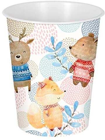 Acan Tradineur - Papelera Infantil de plástico Decorada con Animales, Cubo de Basura para Estudio, Dormitorio de niños (Bosque, 25,5 x 21,5 cm, 6 litros)