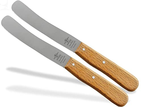 Buckelsmesser aus Solingen Frühstücksmesser Buttermesser Made in Germany Messer mit Holzgriff aus Buche Brötchenmesser aus Rostfreiem Edelstahl mit breiter Messerklinge 21,5 cm