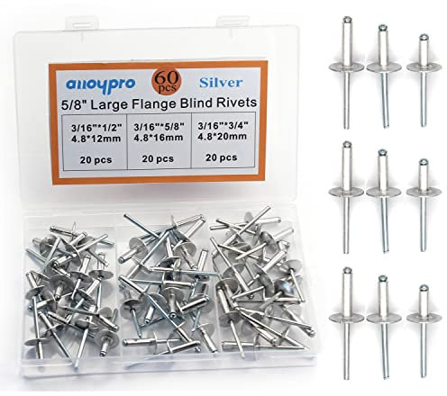 Large Flange Blind Rivets, Aluminum,Flange Diameter 5/8 (16 mm),Pop Rivets Assortment Kit Blind Rivet