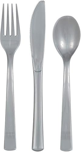 Assorted Plastic Reusable Cutlery Set 18 Pcs, Pack of 18 (Silver)